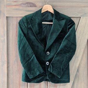 Boys green velour blazer